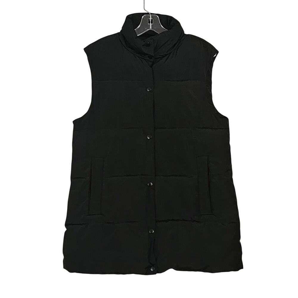 Ci Sono Black Puffer Vest Snap Front Sz M EUC